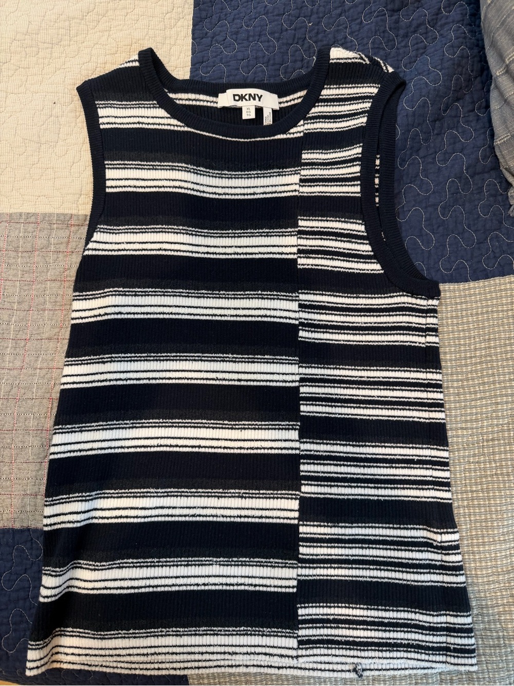 DKNY Girls Navy & White Striped Sleeveless Tank